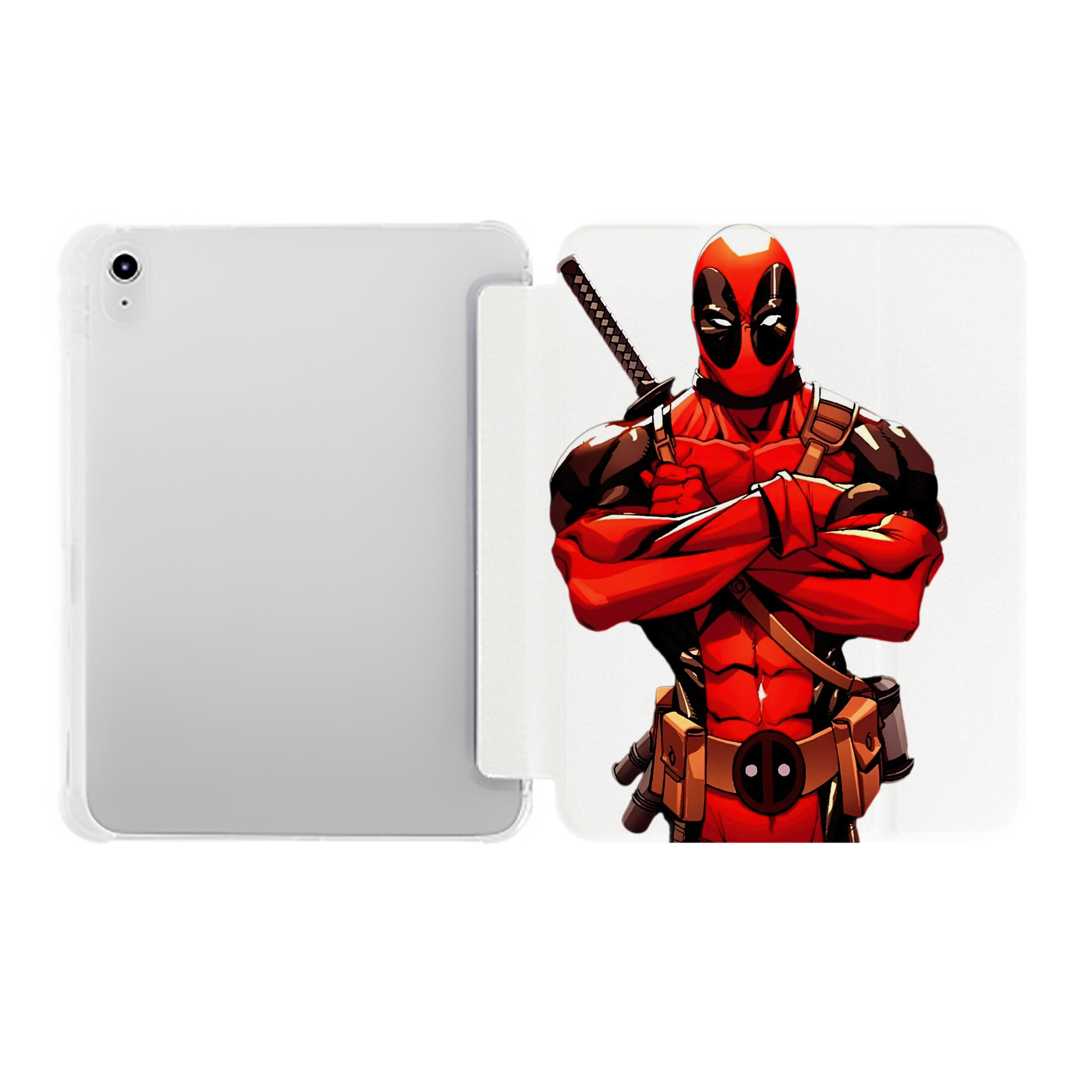 （画像用） Deadpool デッドプール IPad ケース ペン収納付き 三つ折りスタンド PUレザー×シリコン 対応機種9.5/10.5/10.9インチ